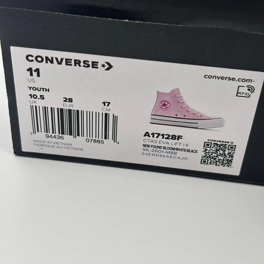 Converse CTAS EVA Lift Hi Shoes Youth Size 11 Pink White Black A17128F
